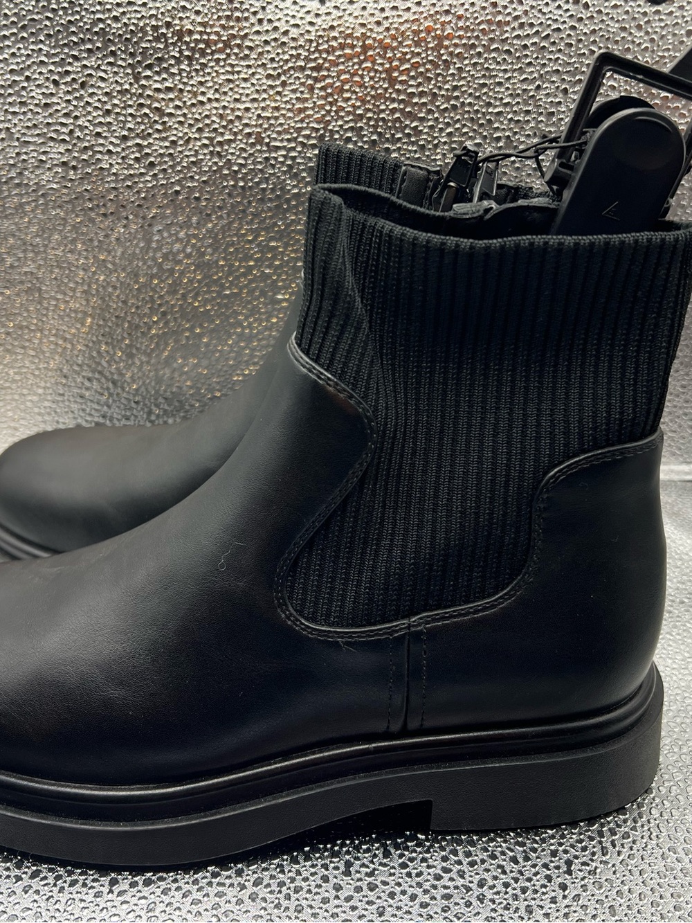 No Boundaries Black Knit Chelsea Ankle Boots